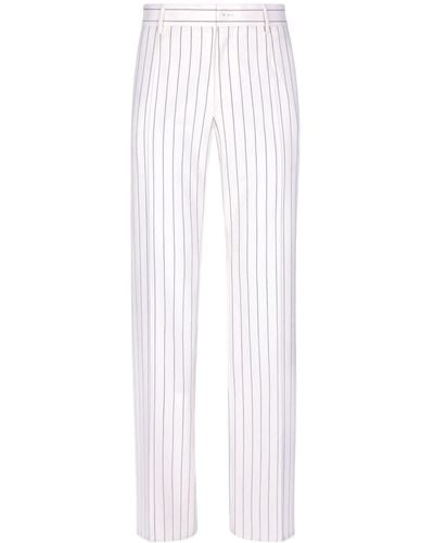 Dolce & Gabbana Gestreifte Straight-Leg-Hose aus Wolle - Weiß