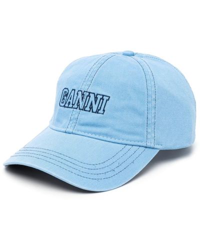 Ganni Baseballkappe mit Logo-Stickerei - Blau