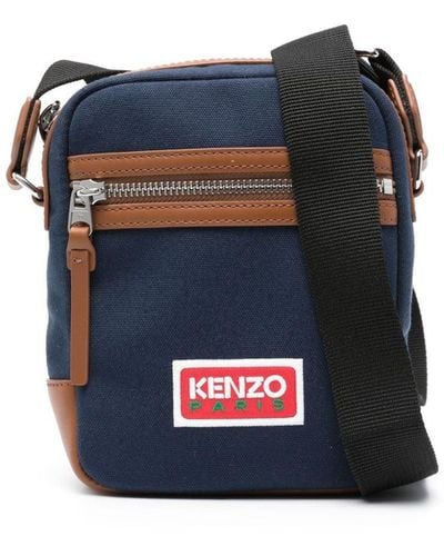 KENZO Bolso messenger con logo bordado - Azul