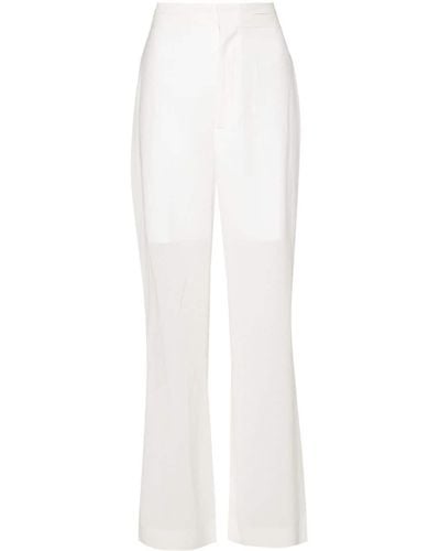 Victoria Beckham Semi-sheer Straight-leg Trousers - White