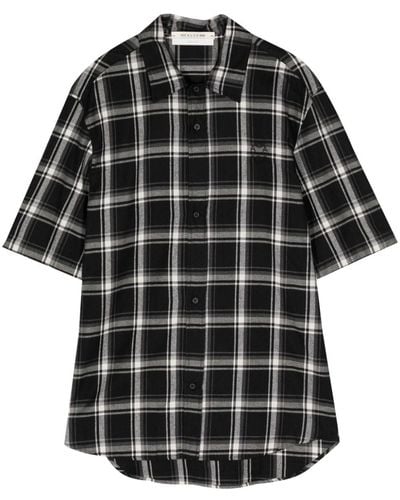 1017 ALYX 9SM Logo-embroidered Plaid-pattern Shirt - Black