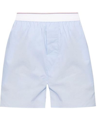 Alexander Wang Logo-waistband Cotton Shorts - Blue