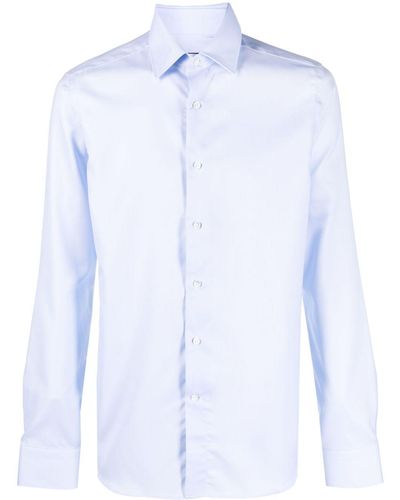Canali Katoenen Overhemd - Blauw