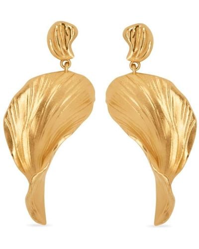 Oscar de la Renta Petal Drop Earrings - White