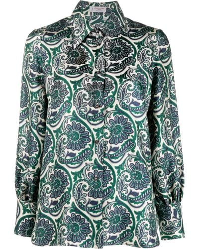 Alberto Biani Paisley-print Silk Shirt - Green
