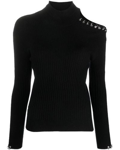 Patrizia Pepe Piercing-detail Cut-out Sweater - Black