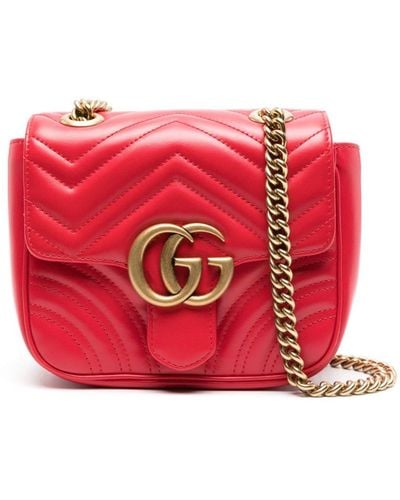Gucci Mini sac porté épaule à motif GG Marmont - Rouge