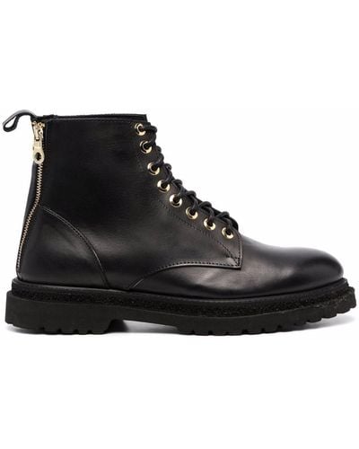 Giuliano Galiano Zipped Lace-up Leather Boots - Black