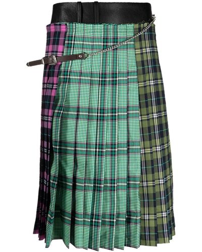 ANDERSSON BELL Pleated Plaid-patterned Midi Skirt - Green