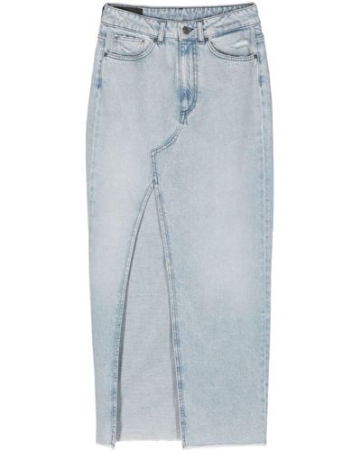 Dondup Jupe longue en jean à taille haute - Bleu