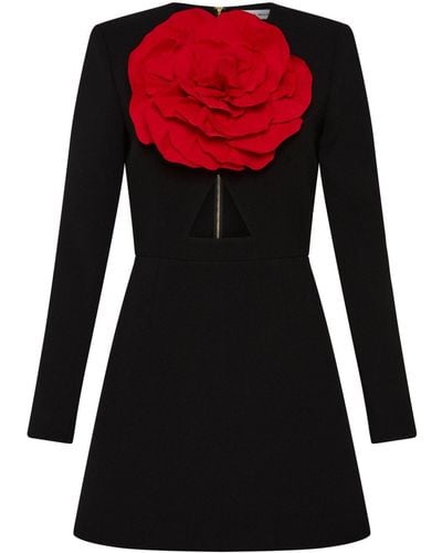 Rebecca Vallance Rhosen Floral-appliqué Mini Dress - Black