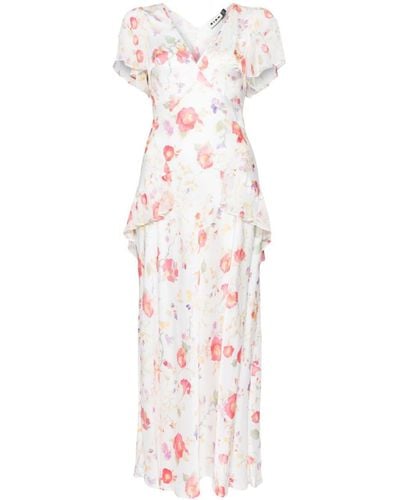 RIXO London Evie Floral-print Maxi Dress - White