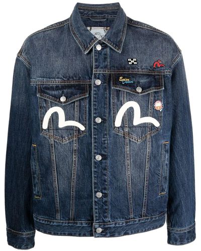 Evisu Veste en jean à logo imprimé - Bleu