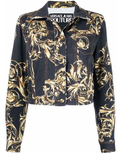 Versace Regalia Baroque-print Denim Jacket - Black