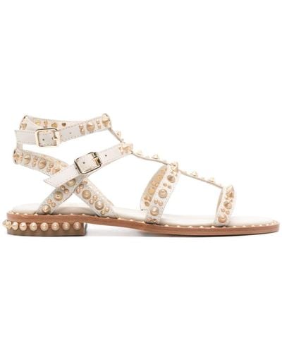 Ash Pepsy Studded Leather Sandals - Natural