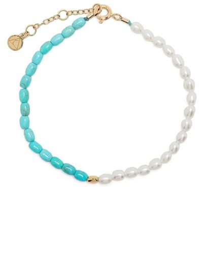 The Alkemistry 18kt Yellow Gold Pearl And Turquoise Beaded Bracelet - Blue