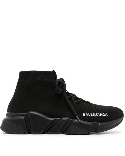 Balenciaga Speed Lace-up Knitted Sneakers - Black