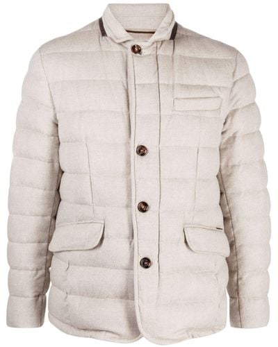 Moorer Padded Button-up Down Jacket - Natural