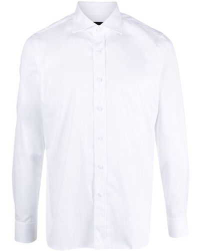 Tagliatore Cutaway-collar Cotton Shirt - White