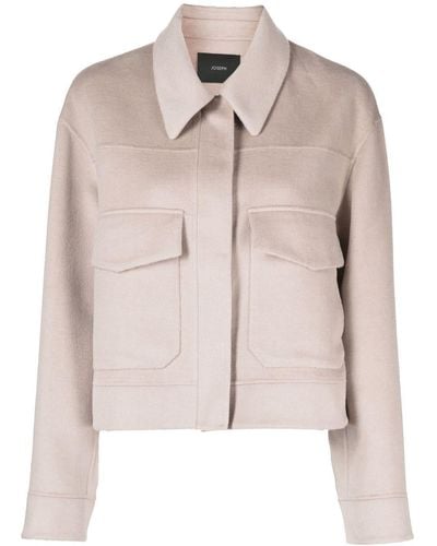 JOSEPH Cropped Wool-silk Shirt Jacket - Natural