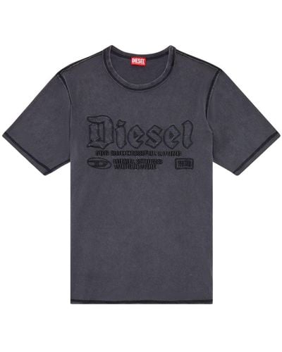 DIESEL T-rawjust Logo-embroidered T-shirt - Blue