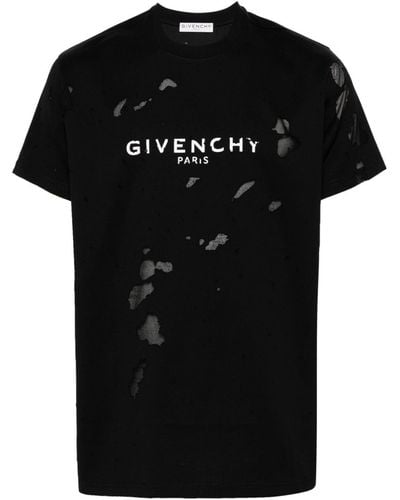 Givenchy Distressed Logo-print T-shirt - Black
