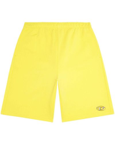 DIESEL P-marshy-od Logo-embossed Cotton Track Shorts - Yellow
