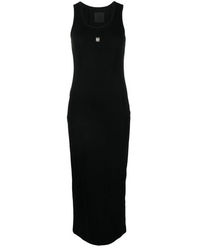 Givenchy Ribgebreide Maxi-jurk Met Plakkaat - Zwart