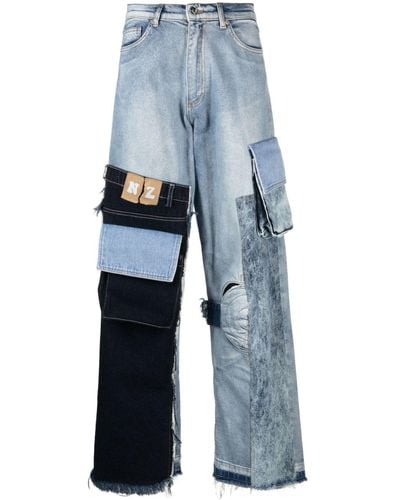 Natasha Zinko Cargo-Jeans im Patchwork-Look - Blau
