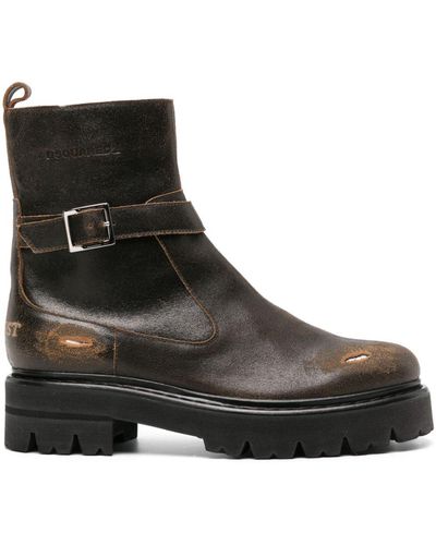 DSquared² Bottines en daim à effet usé - Noir