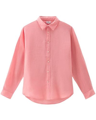 Woolrich Langärmeliges Hemd aus Leinen - Pink