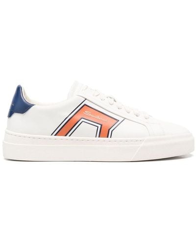 Santoni Lace-up Low-top Leather Trainers - White