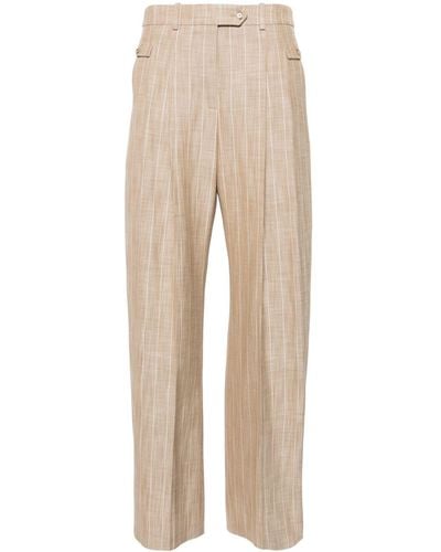 BOSS Pinstriped Wide-leg Trousers - Natural