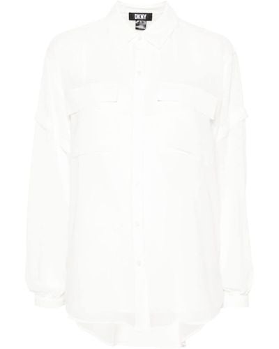DKNY Button-up Semi-sheer Shirt - White