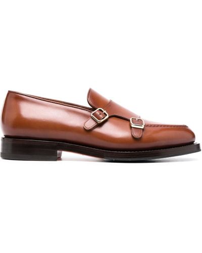 Santoni Chaussures en cuir à double boucle - Marron