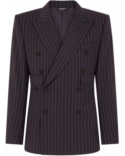 Dolce & Gabbana Double-breasted Pinstripe Wool Suit - Black