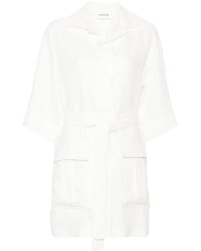 P.A.R.O.S.H. Belted linen midi dress - Weiß