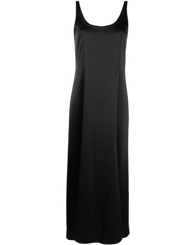 Roberto Collina Round-neck Sati-finish Dress - Black