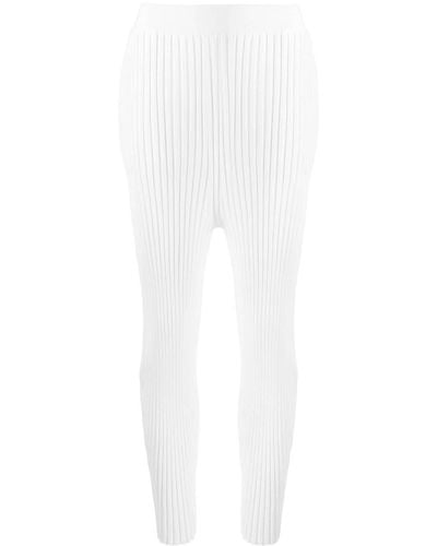 Stella McCartney Gerippte Leggings mit hohem Bund - Weiß