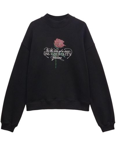 MSGM Sweater Met Tekst En Stras - Zwart