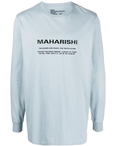 Maharishi Logo-print Long-sleeve T-shirt - Blue