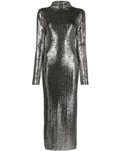 Maje Sequinned Long-sleeve Midi Dress - Gray