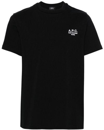 A.P.C. Logo-embroidered Cotton T-shirt - Black