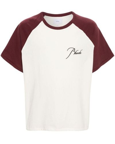 Rhude Camiseta con logo bordado - Rosa