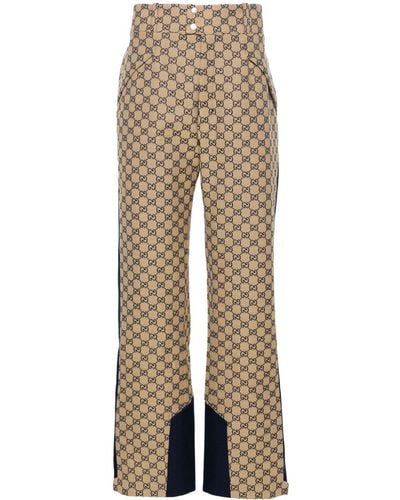 Gucci GG-canvas Straight-leg Trousers - Natural