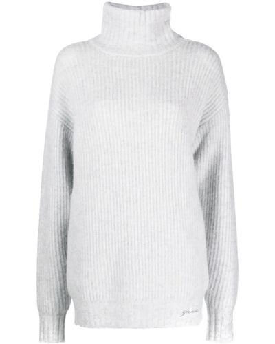 Ganni Ribbed-knit Roll-neck Sweater - White