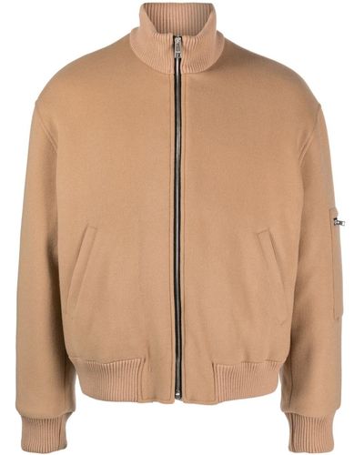 MSGM Motif-embroidered Felted Bomber Jacket - Brown