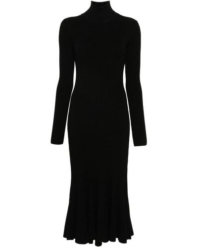 Balenciaga Ribgebreide Midi-jurk - Zwart