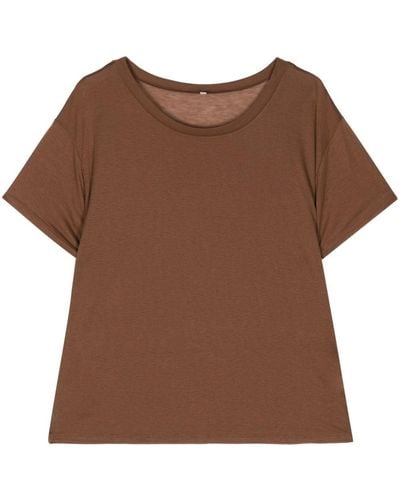 Baserange Stud-detailing Round-neck T-shirt - Brown