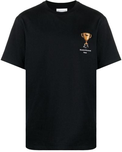 Maison Kitsuné T-Shirt mit Logo-Print - Schwarz